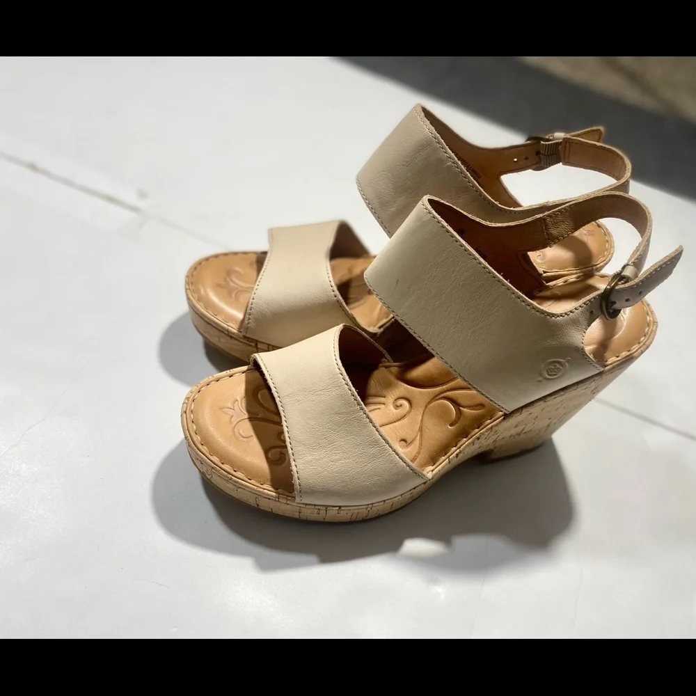 Born Women's Nude Cork Platform Sandals
